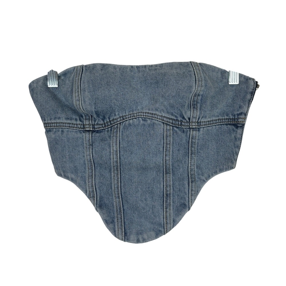 Babyboo Denim Corset Top XS Blue Lace Up Back Y2K Streetwear Festival Cowgirl